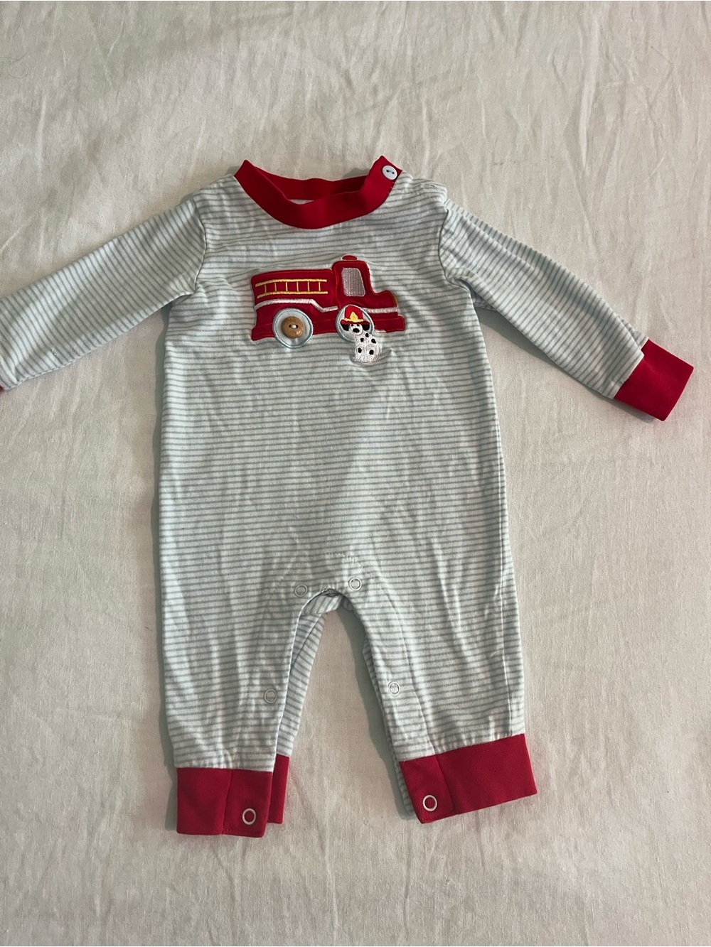 Ishtex blue and white striped Firetruck One-Piece